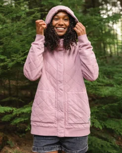 Damen Clementine Gesteppter Popper Up Hoodie
