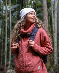 Damen Clementine Gestepptes Stehkragen-Top