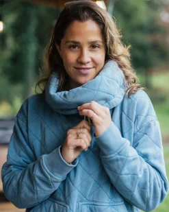 Damen Clementine Gestepptes Stehkragen-Top