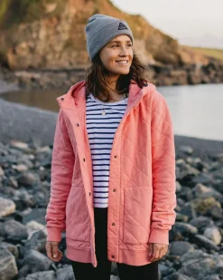 Damen Clementine Gestepptes Popper Up Hoodie