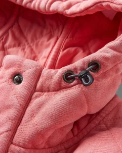 Damen Clementine Gestepptes Popper Up Hoodie