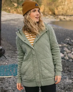 Damen Clementine Quilted Popper Up Hoodie