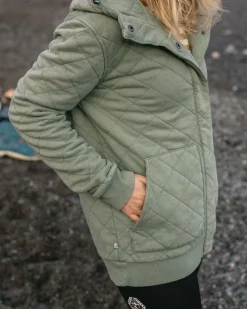 Damen Clementine Quilted Popper Up Hoodie