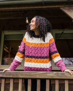 Damen Comfort Stripe Bio-Gestrickter Pullover