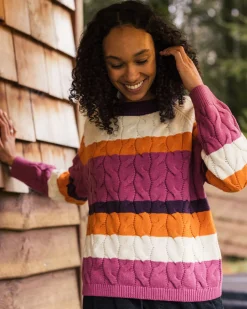 Damen Comfort Stripe Bio-Gestrickter Pullover