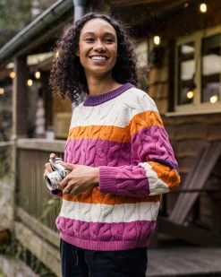 Damen Comfort Stripe Bio-Gestrickter Pullover