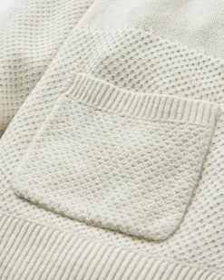 Damen Cove Bio-Baumwoll Strick Hoodie mit Reißverschluss- Off White