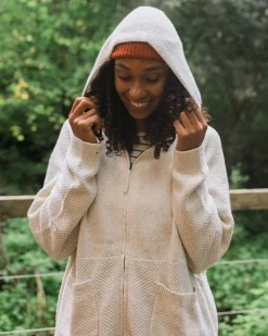 Damen Cove Bio-Baumwoll Strick Hoodie mit Reißverschluss- Off White