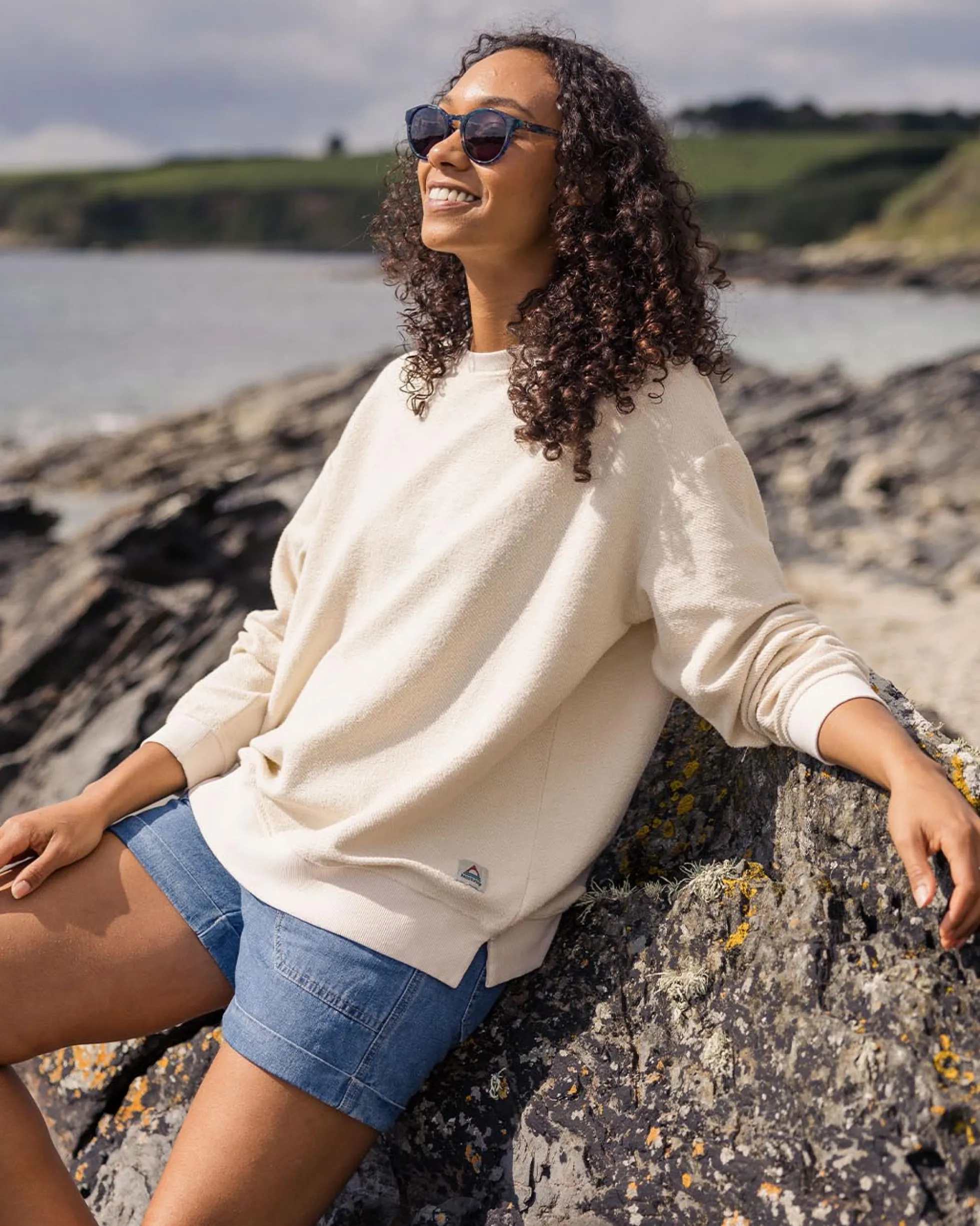 Damen Fauna Bio-Baumwoll Strukturiertes Sweatshirt