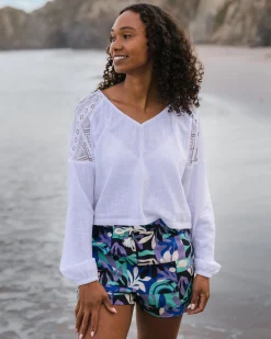 Damen Flurry Gewebtes Langarmshirt