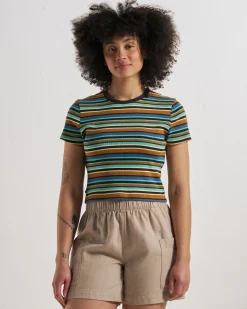 Damen Out There Geripptes Crop T-Shirt