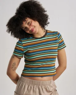 Damen Out There Geripptes Crop T-Shirt
