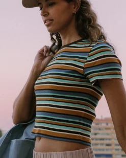 Damen Out There Geripptes Crop T-Shirt