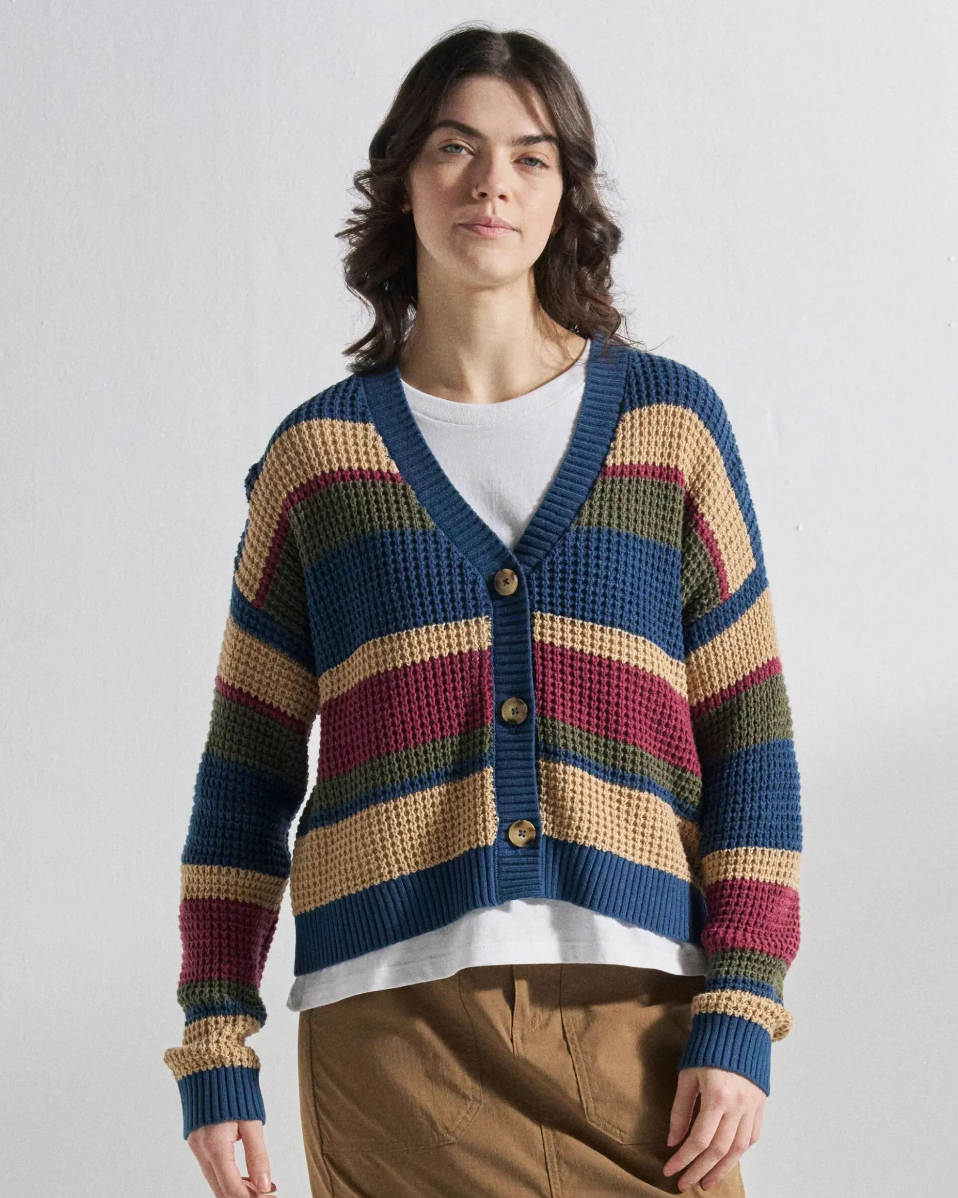 Damen Reflection Offenes Strick-Streifiges Cardigan