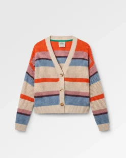 Damen Reflexion Offene Strickjacke mit Streifen