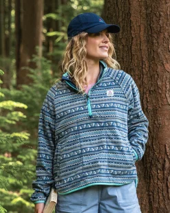 Damen Sorrel Polar Fleece – Geo Stripe Dunkles Denim