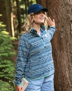 Damen Sorrel Polar Fleece – Geo Stripe Dunkles Denim