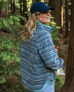Damen Sorrel Polar Fleece – Geo Stripe Dunkles Denim