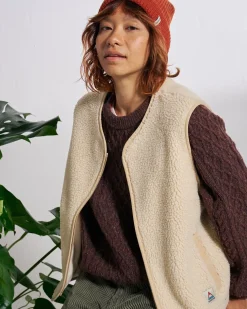 Damen Tawny Kragenlose Deep-Pile Sherpa Weste