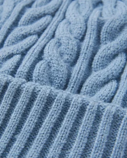 Fireside Zopfmuster-Beanie – Verblasstes Denim