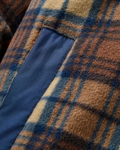 Herren Firelight Sherpa-gefüttertes Überhemd – Dunkelblau/Karamell Karo