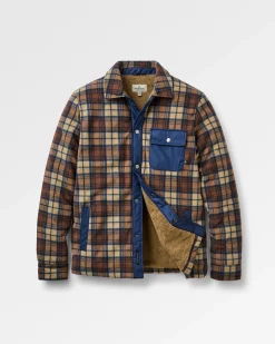 Herren Firelight Sherpa-gefüttertes Überhemd – Dunkelblau/Karamell Karo