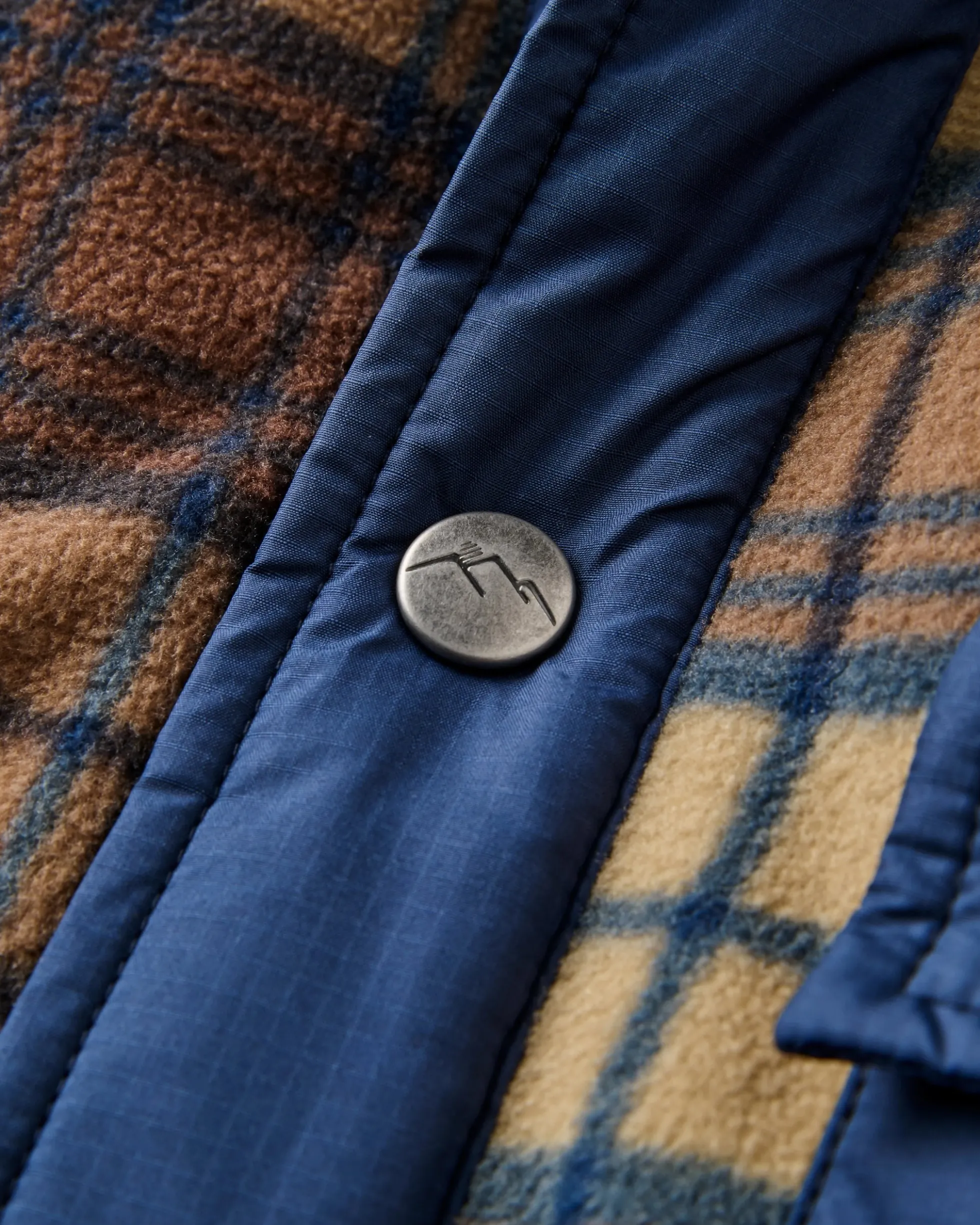 Herren Firelight Sherpa-gefüttertes Überhemd – Dunkelblau/Karamell Karo
