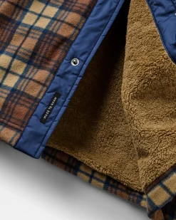 Herren Firelight Sherpa-gefüttertes Überhemd – Dunkelblau/Karamell Karo