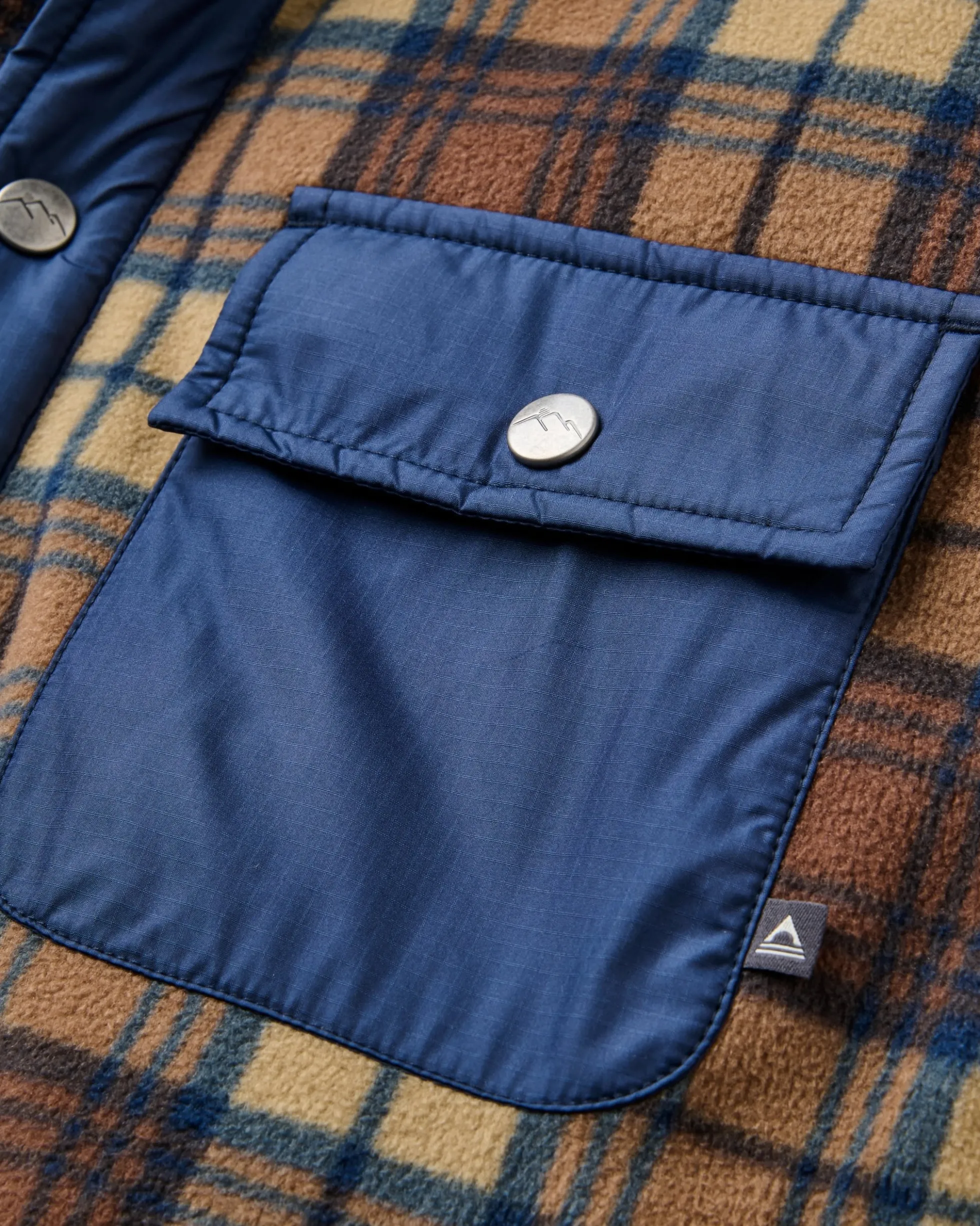 Herren Firelight Sherpa-gefüttertes Überhemd – Dunkelblau/Karamell Karo