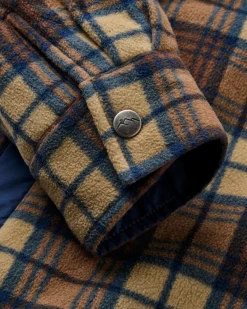 Herren Firelight Sherpa-gefüttertes Überhemd – Dunkelblau/Karamell Karo