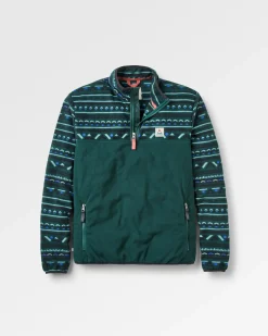 Herren Set Off Polar 1/4 Zip Fleece – Geo Tracks Dunkles Farn