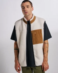 Herren Trekker Deep Pile Sherpa Top – Warm Ivory