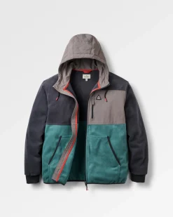 Herren Woodland Fleecejacke mit Kapuze und Reißverschluss – Faded Black/Deep Ocean