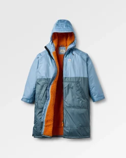 Waves Surf-Poncho mit Sherpa-Futter – Faded Denim/Storm Grey