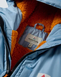 Waves Surf-Poncho mit Sherpa-Futter – Faded Denim/Storm Grey